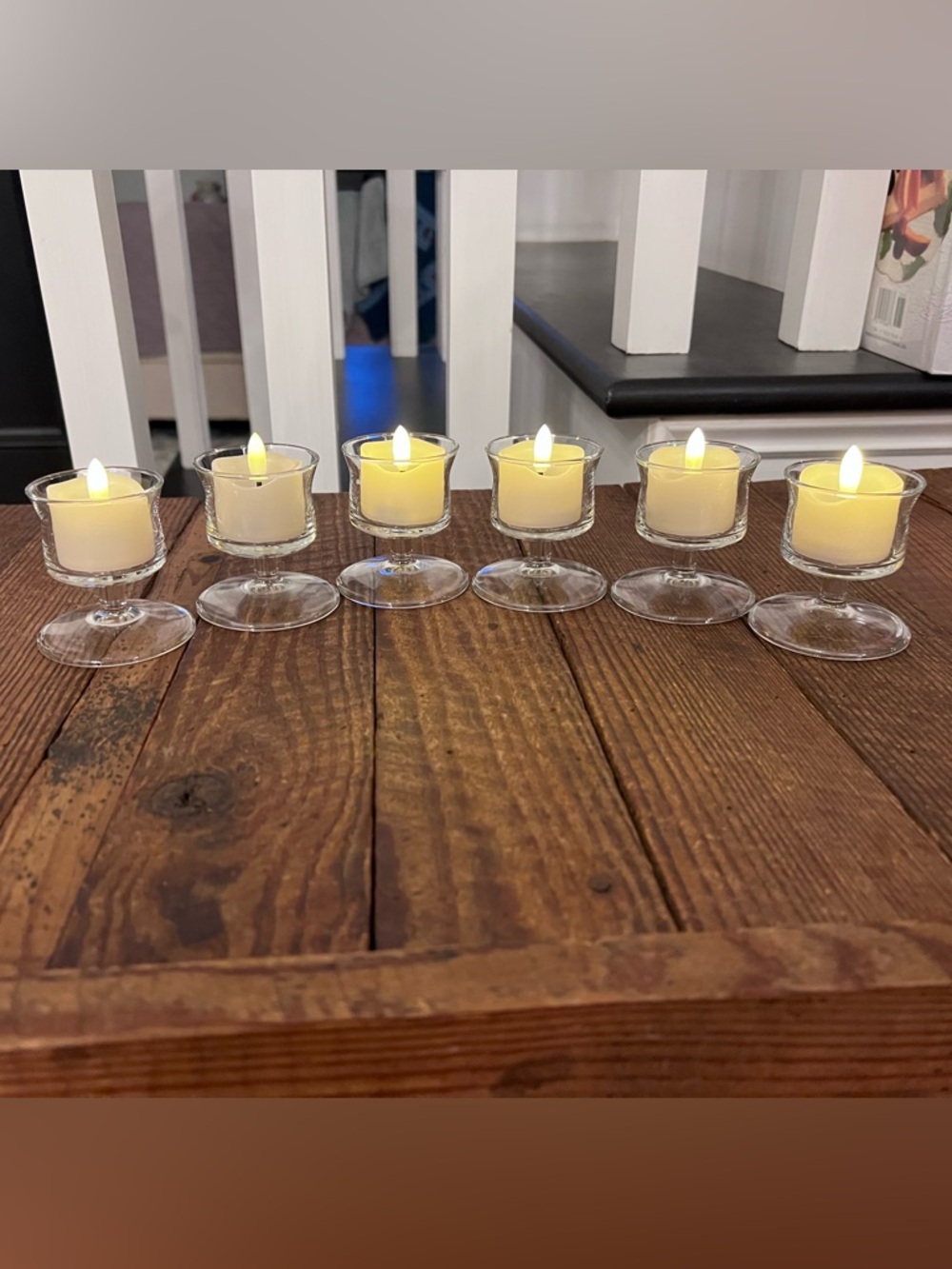 Set of (6) Clear Glass Votive Candle Holders